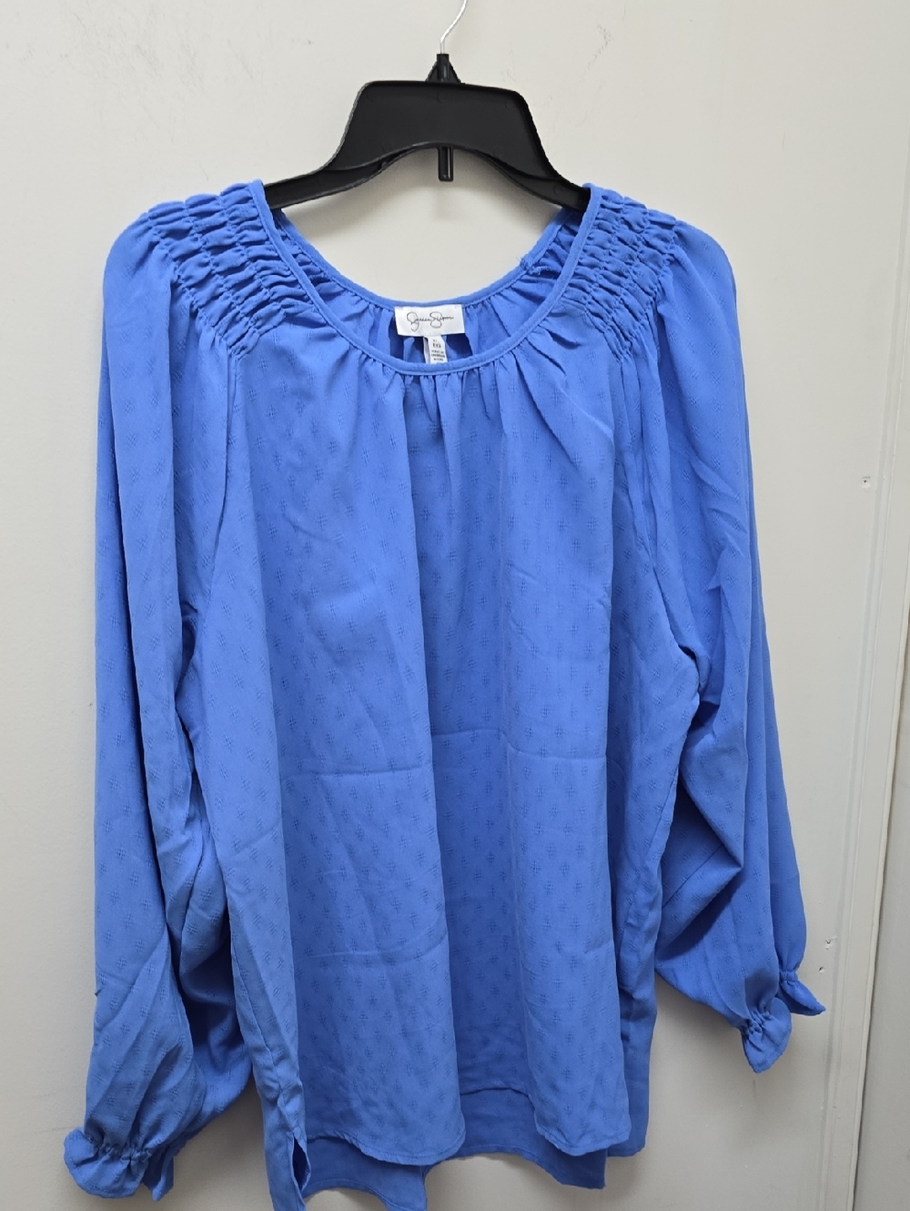 Jessica Simpson Blue Women's Smocked Yoke Blouse - Size XL